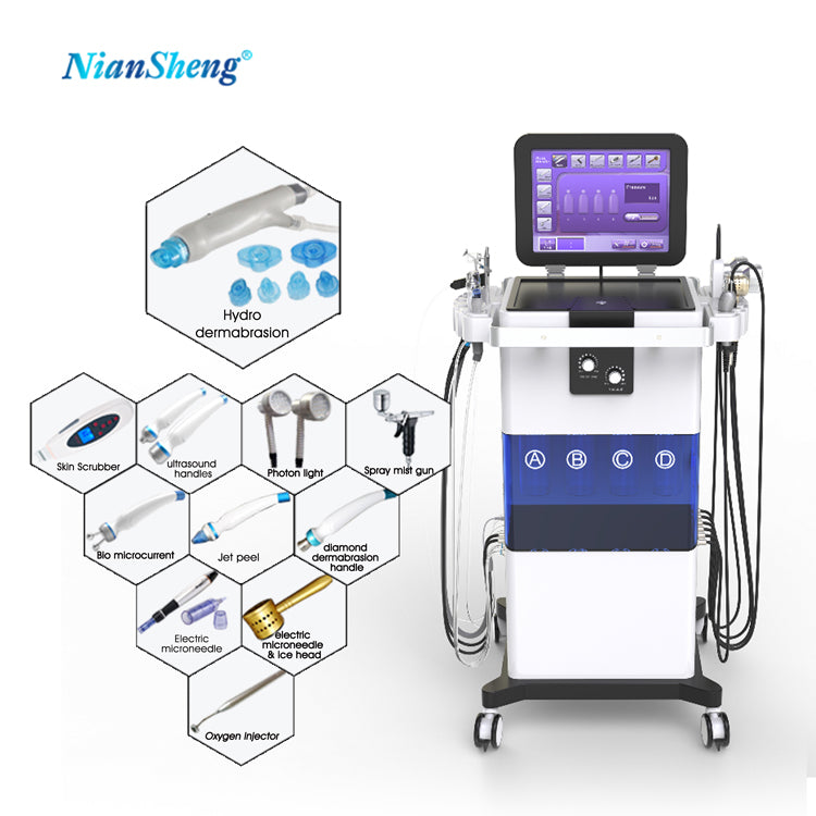11/12 в 1 12 в 1 Hydrofacials Гидра для лица Раствор для аквапилинга Ультразвуковой скруббер Гидропилинг для лица Гидрафациальная микродермабразия  Машина